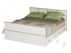 Двуспальная кровать 1,4м Сакура (дуб сонома/белый) в Сокуре - sokur.mebel-nsk.ru | фото