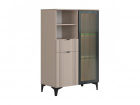 Комод 2 со стеклом Рич (кашемир/фрапучино матовый/черный) в Сокуре - sokur.mebel-nsk.ru | фото