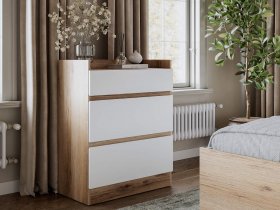 Комод 3 ящика Брауни (дуб делано/белый) в Сокуре - sokur.mebel-nsk.ru | фото
