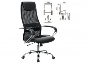 Кресло офисное BRABIX PREMIUM Stalker EX-608 CH, хром, ткань-сетка/кожзам, черное в Сокуре - sokur.mebel-nsk.ru | фото