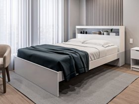 Кровать двуспальная 1,6м Бруклин СБ-3356 (белый) в Сокуре - sokur.mebel-nsk.ru | фото