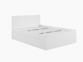 Кровать двуспальная с ящиками 1,4м Мадера-М1400 (белый) в Сокуре - sokur.mebel-nsk.ru | фото