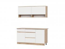 Кухонный гарнитур 1,6м Брауни (дуб делано/белый) в Сокуре - sokur.mebel-nsk.ru | фото