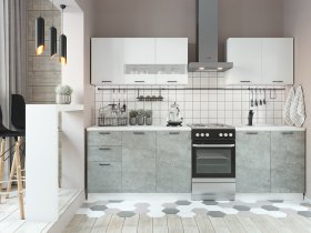 Кухонный гарнитур Дуся 2,0 м (белый глянец/цемент) в Сокуре - sokur.mebel-nsk.ru | фото
