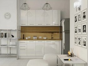 Кухонный гарнитур МДФ Выгодно и точка 2,0 м (белый глянец) в Сокуре - sokur.mebel-nsk.ru | фото