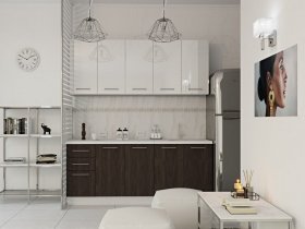 Кухонный гарнитур МДФ Выгодно и точка 2,0 м (белый глянец/ироко) в Сокуре - sokur.mebel-nsk.ru | фото