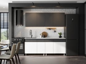 Кухонный гарнитур София (2,0м) (бланж/графит матовый) в Сокуре - sokur.mebel-nsk.ru | фото