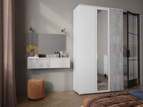 Модульная спальня Ливерпуль (белый/бетон светлый) в Сокуре - sokur.mebel-nsk.ru | фото