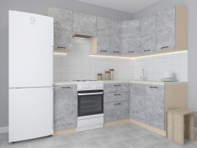 Модульная угловая кухня 1,4м*2,1м Лада (цемент) в Сокуре - sokur.mebel-nsk.ru | фото