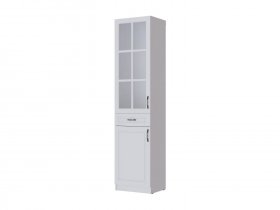 Пенал-витрина Апполия гостиная (белый/белый дуб) в Сокуре - sokur.mebel-nsk.ru | фото