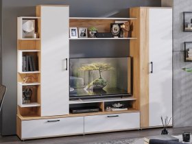Стенка «Дакота» (дуб крафт золотой/белый ясень) в Сокуре - sokur.mebel-nsk.ru | фото