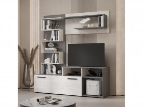 Стенка Евро (графит/дуб крафт белый) в Сокуре - sokur.mebel-nsk.ru | фото