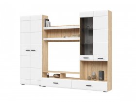 Стенка ГС-01 Либерти (дуб сонома/белый глянец) в Сокуре - sokur.mebel-nsk.ru | фото